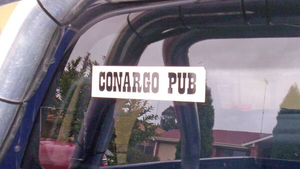 The iconic sticker which launched a bush legend and now the pub's for sale